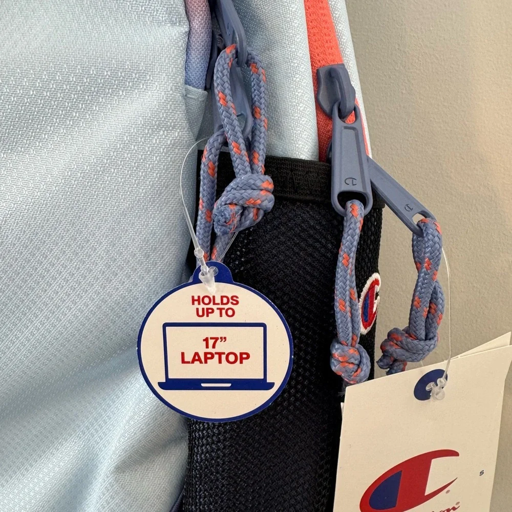 Champion Light Blue Backpack with Navy and Coral Trim - Picture 8 of 16